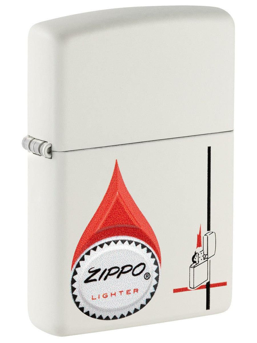Zippo Lighter: Vintage Zippo Logo, Texture Print - White Matte 81473
