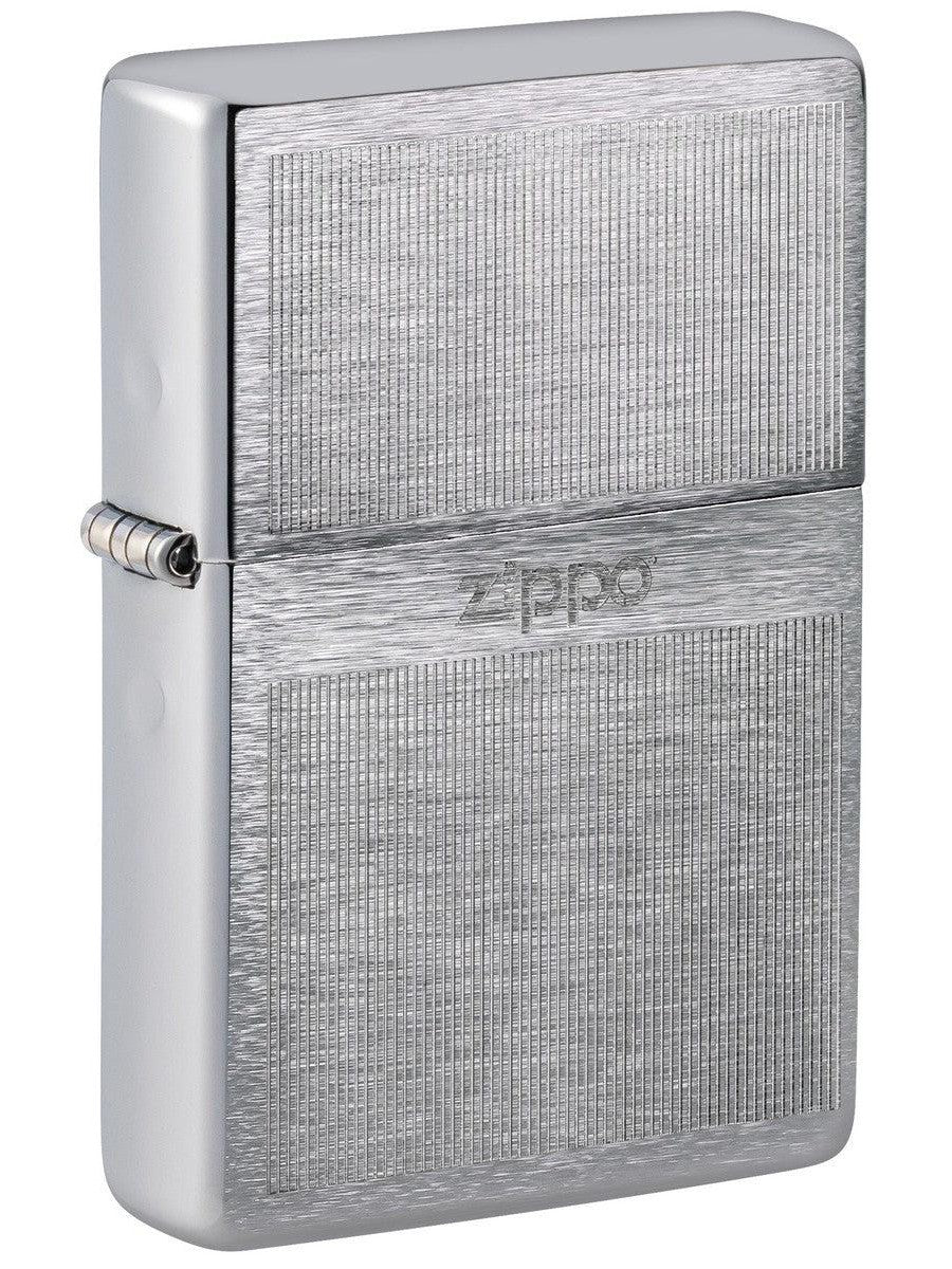 Zippo Lighter: Vintage with Engraved Design - Brushed Chrome 81484